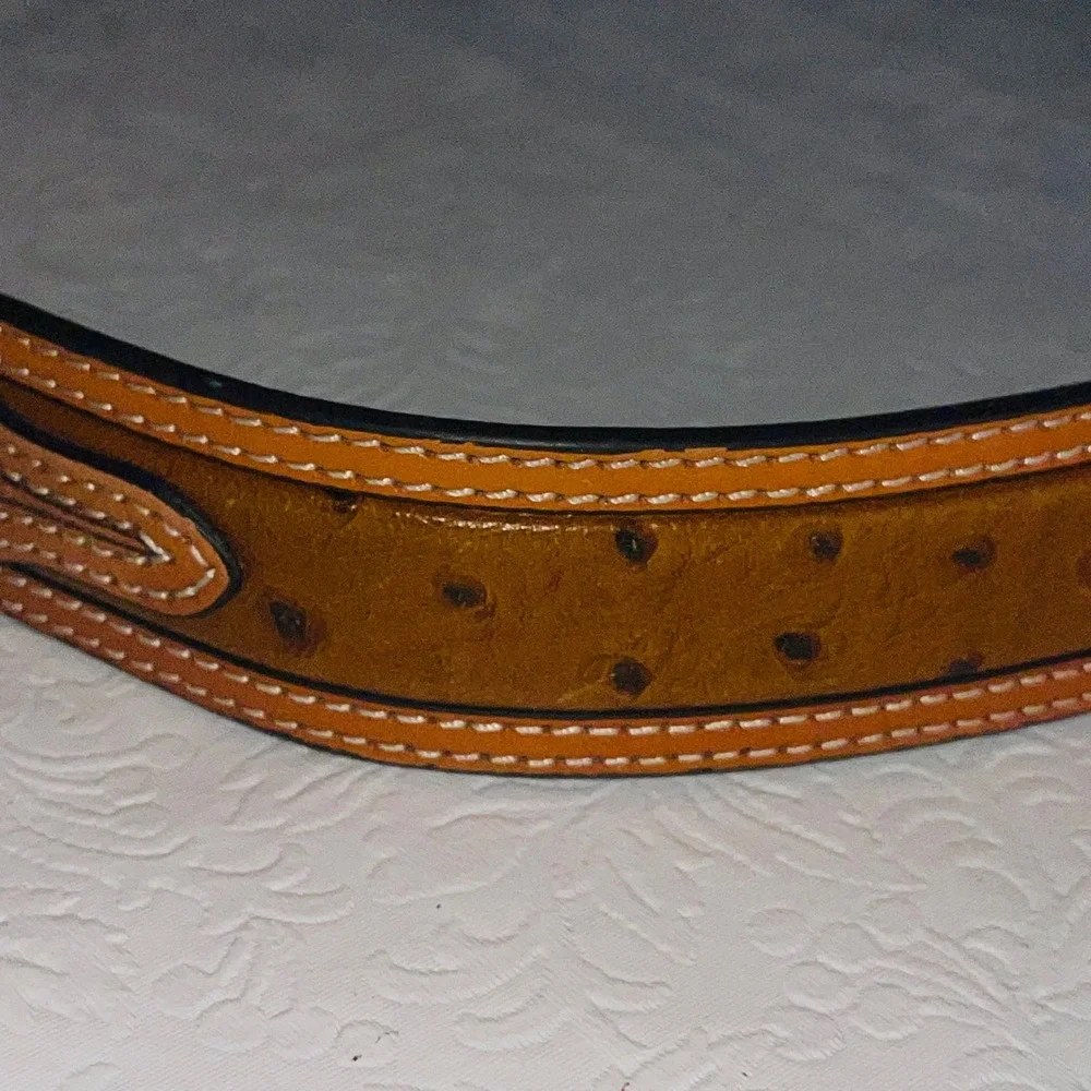 Nocona Belt Co. Men's Ostrich Print & Basketweave Tooled Leather Belt 32